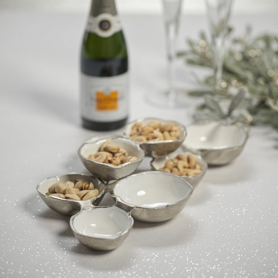 Nickel & White Eight Bowl Serving Tray