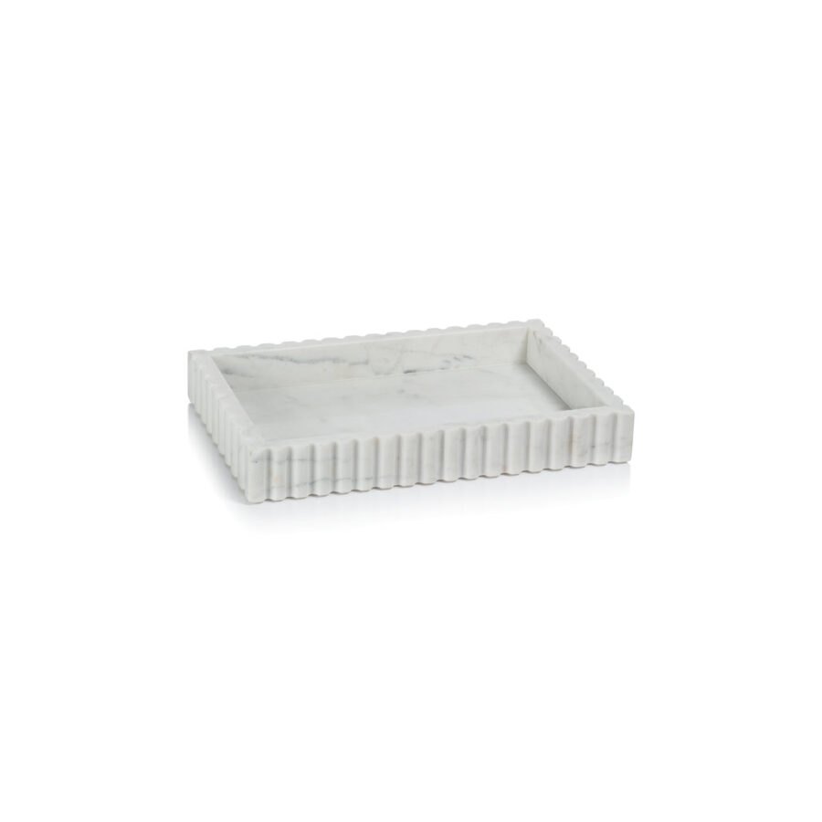 White Scalloped Marble Tray