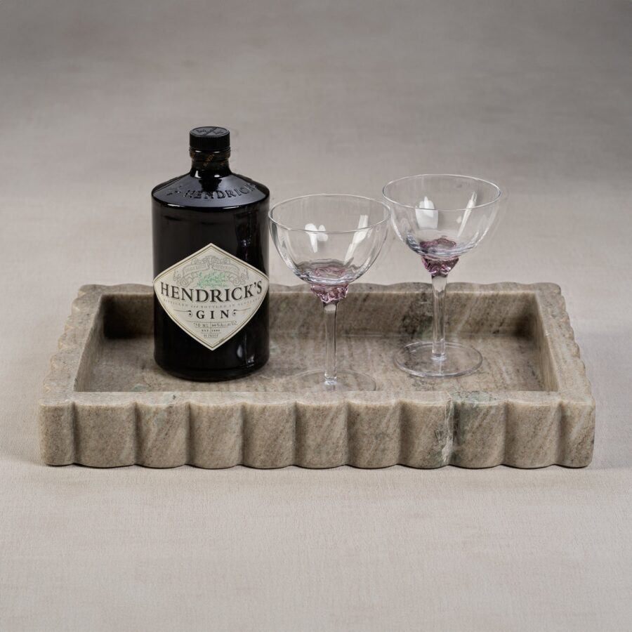 Small Intricate Scallop Marble Tray