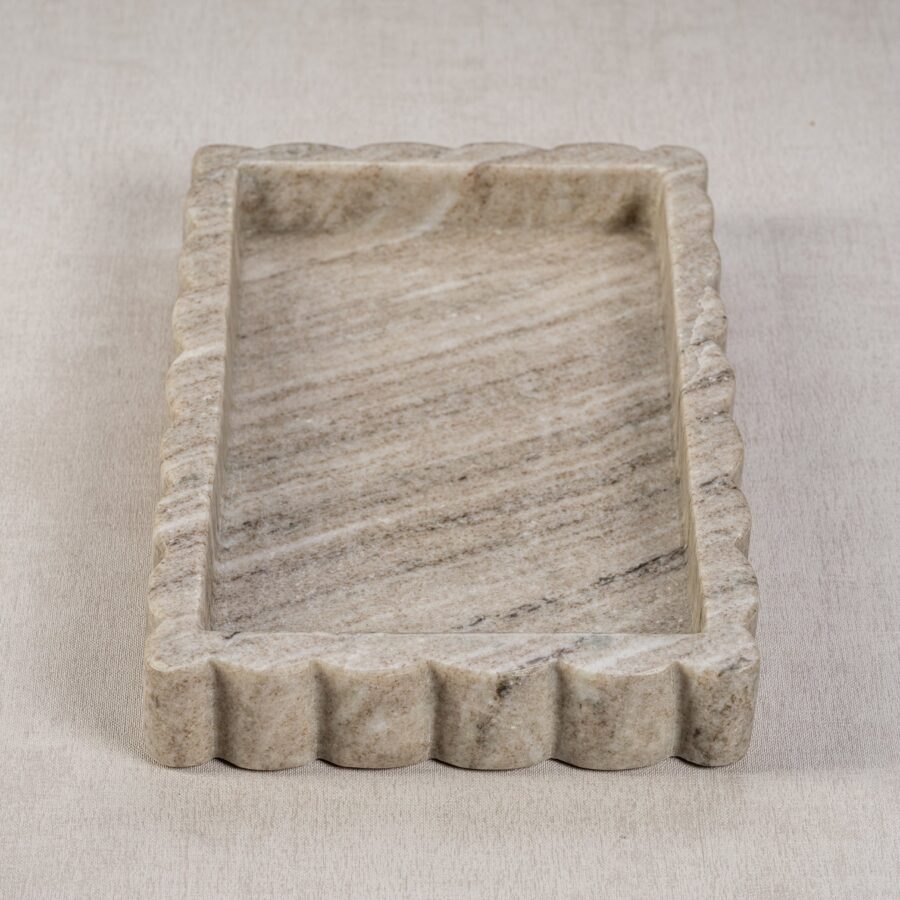 Large Intricate Scallop Marble Tray