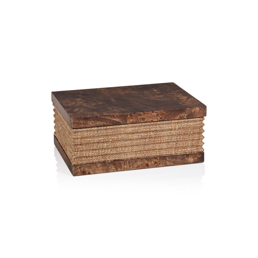Burlwood & Raffia Storage Box
