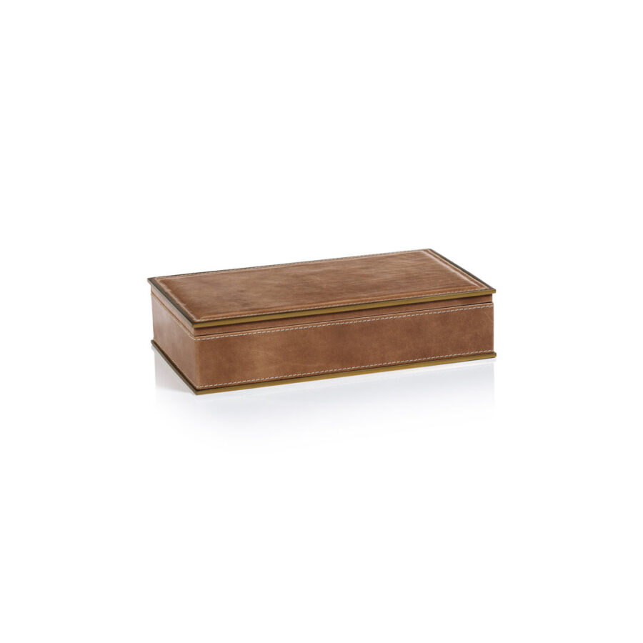 Leather Storage Box with Brass Trim