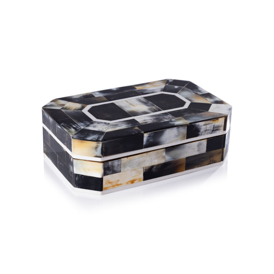 Black Horn with Ivory Trim Storage Box