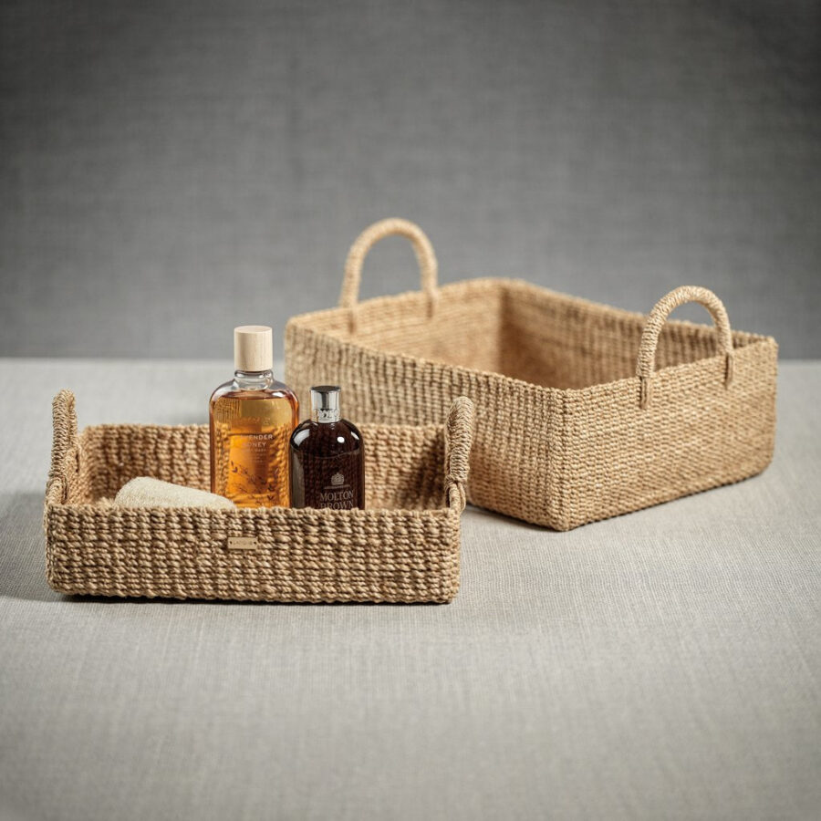 Set of 2 Abaca Rectangular Basket Trays